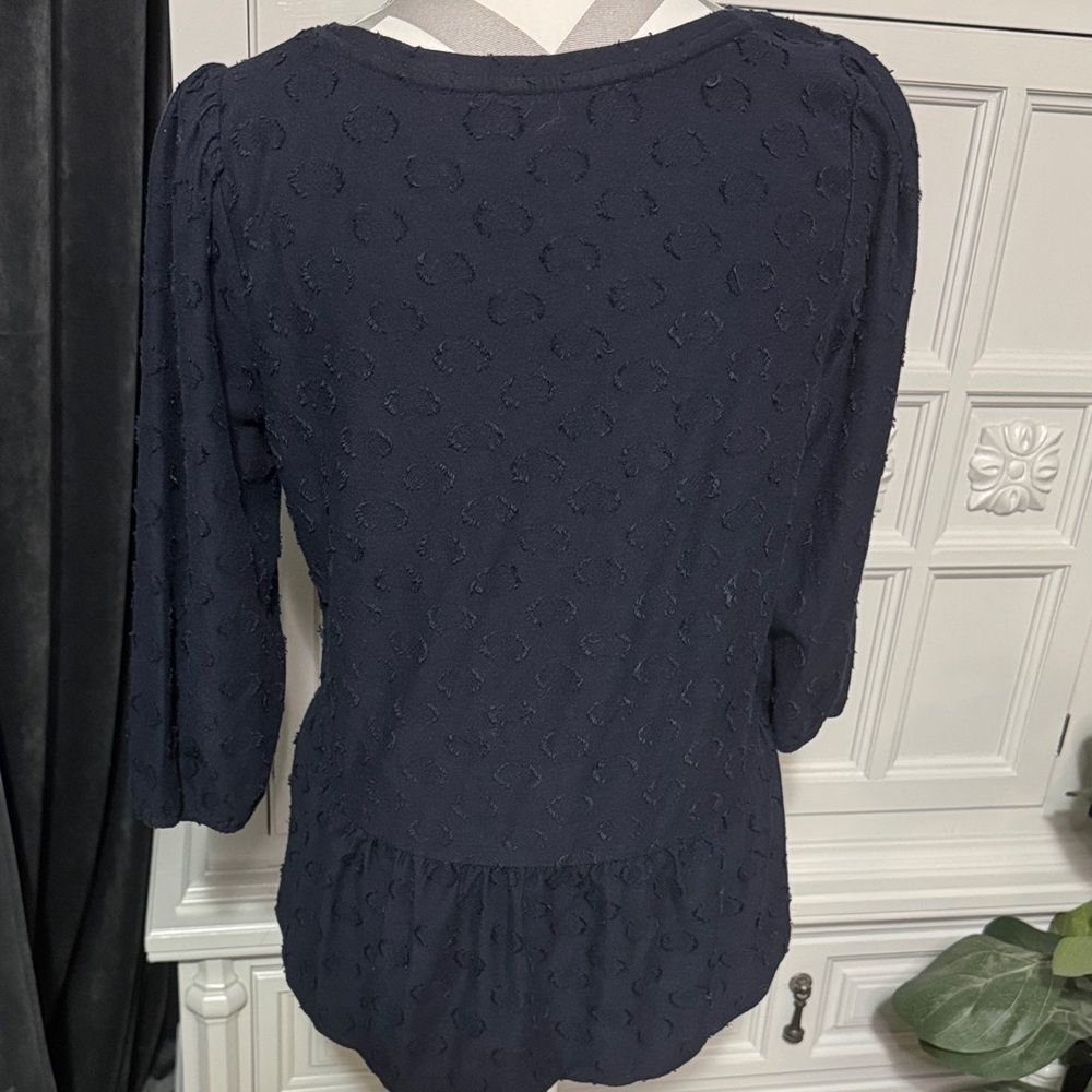 Loft Navy Blue Women's Peplum Top Size Small - Picture 5 of 8